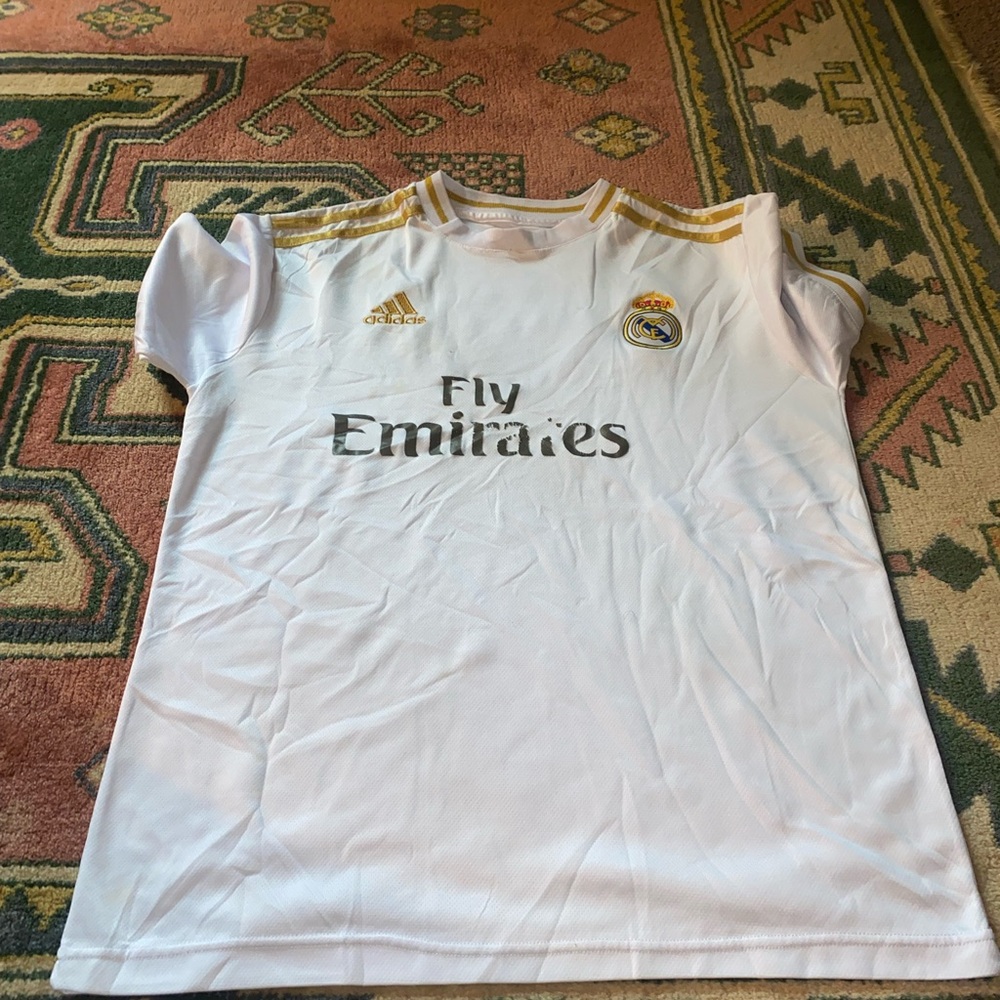 Adidas White and Gold Real Madrid Jersey